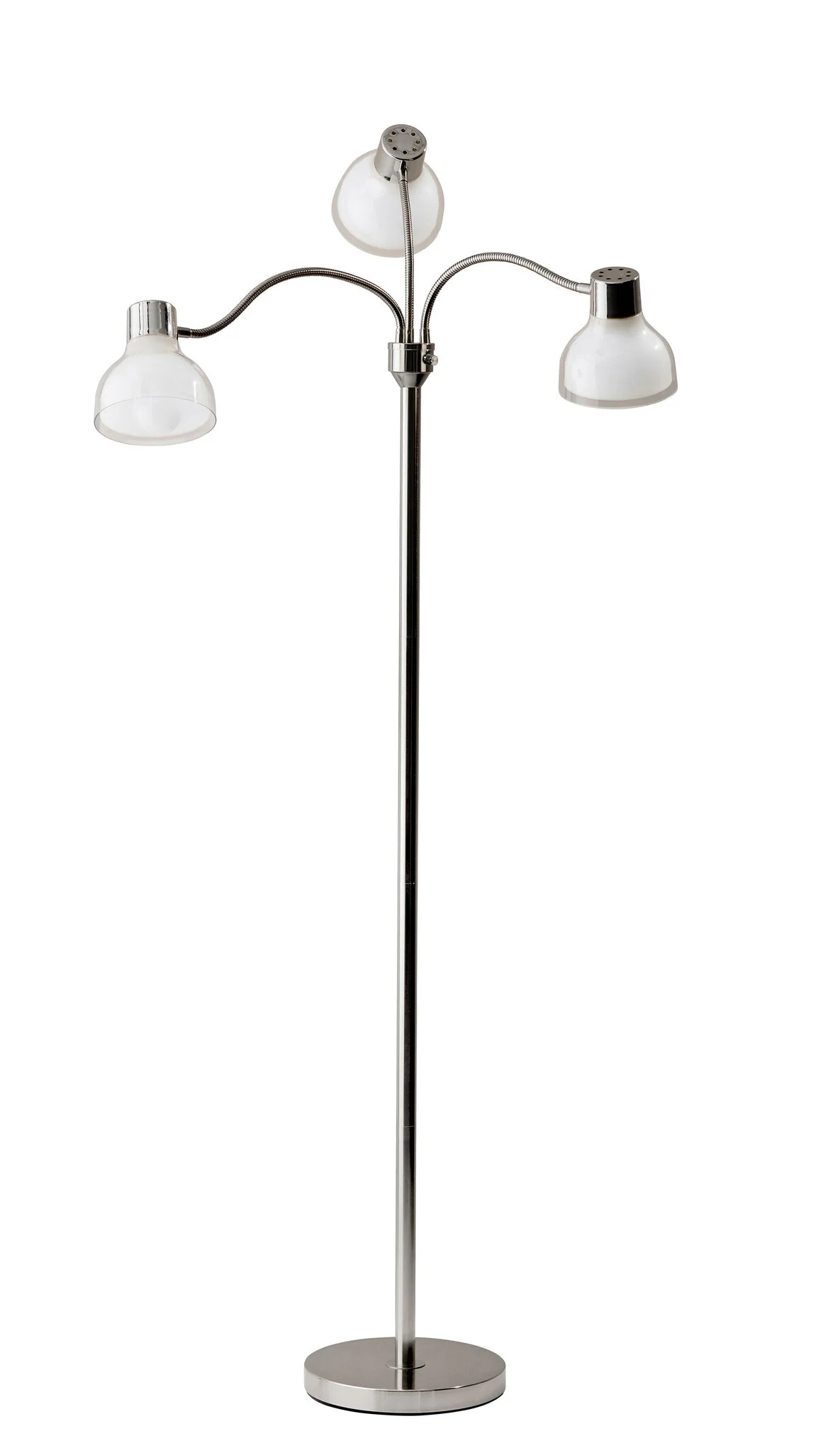 69" Black And White Metal Three Light Tree Floor Lamp With White Bowl Shade