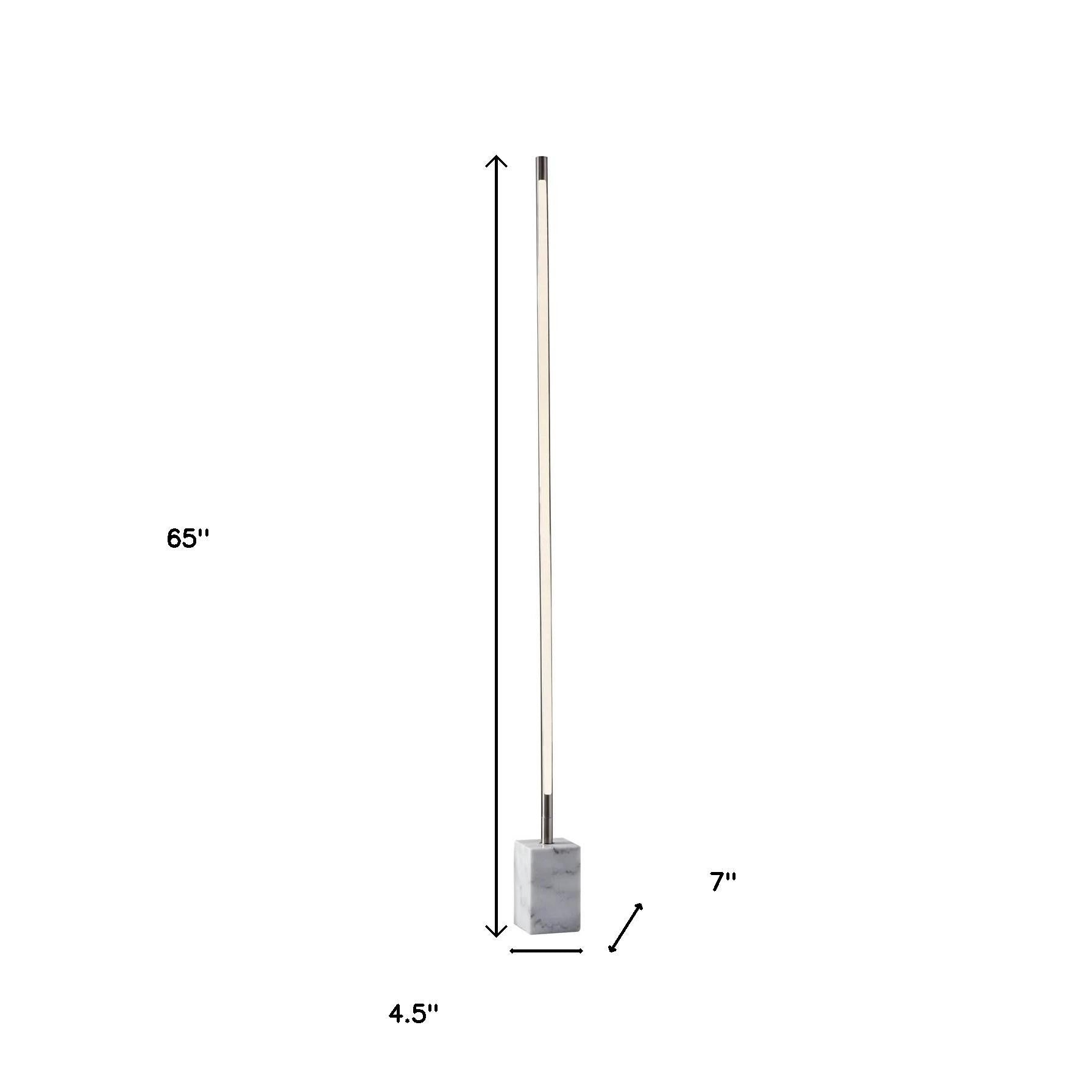 Silver Genuine Marble And Glass Column Floor Lamp