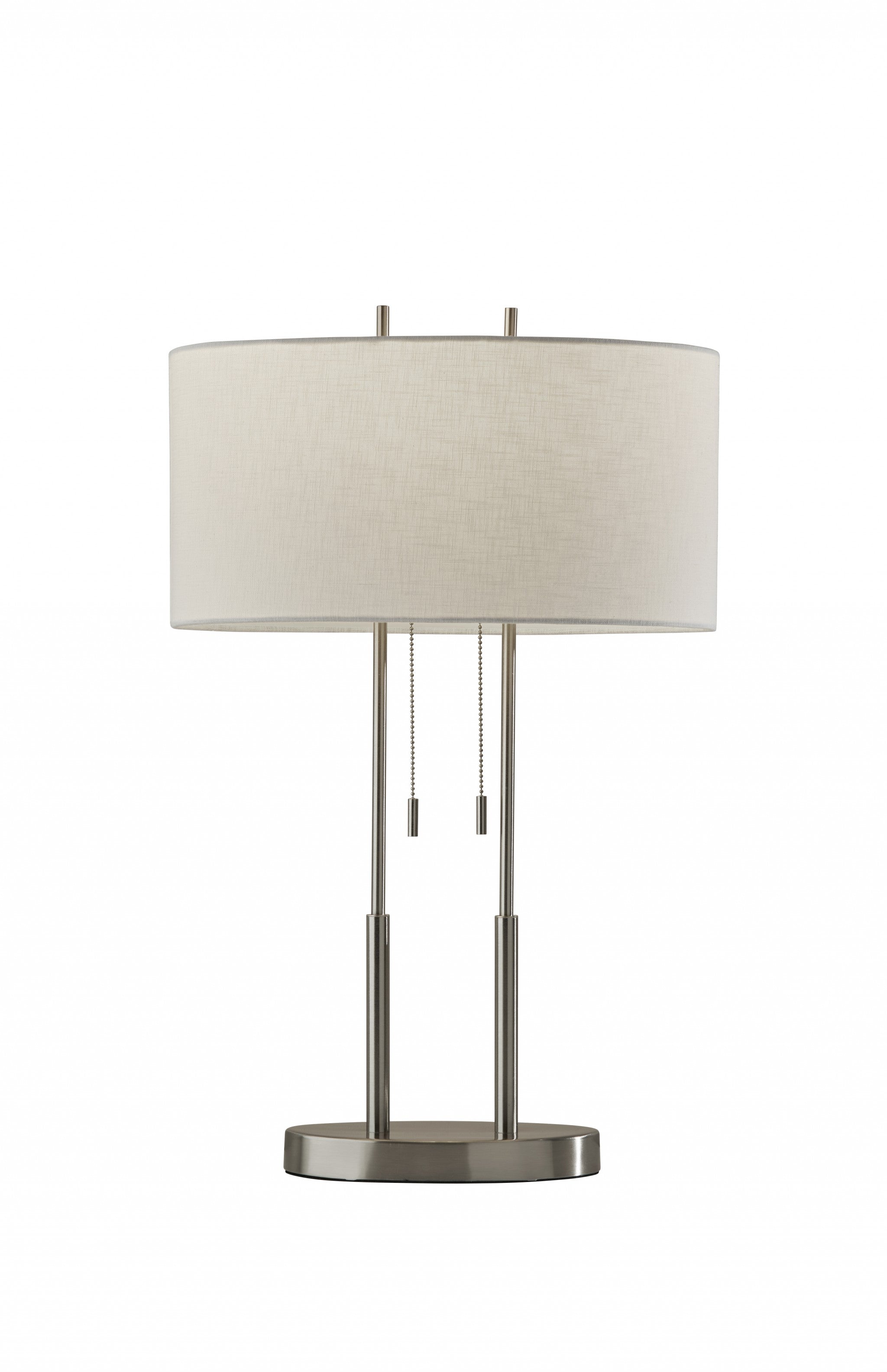 27" Silver Metal Bedside Table Lamp With White Shade