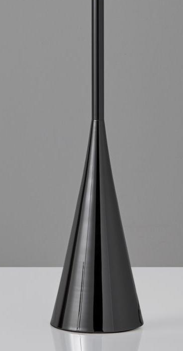 74" Black Nickel Floor Lamp With White Fabric Shade