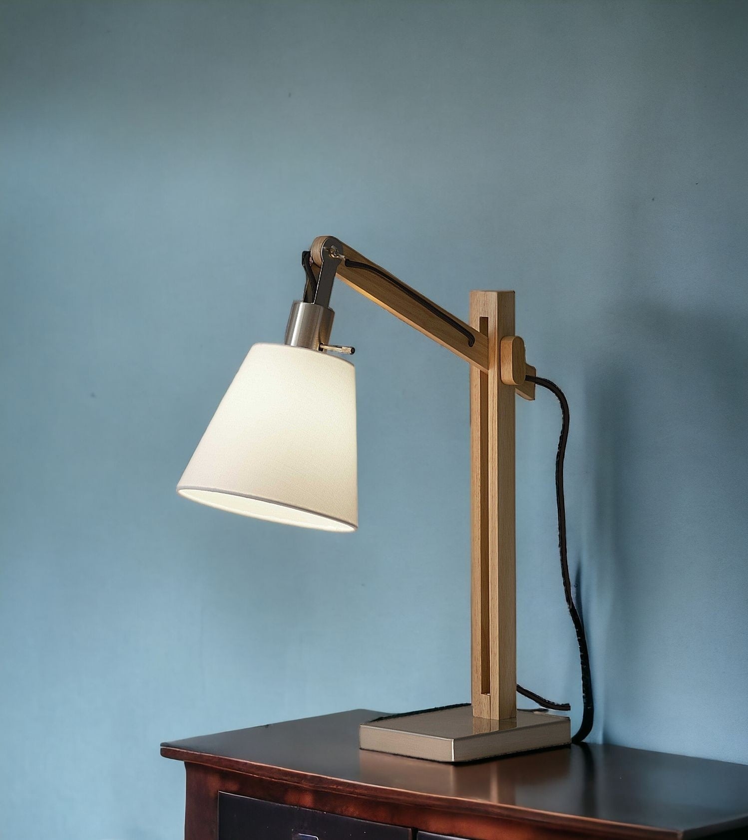Rustic Hinged Natural Wood Table Lamp