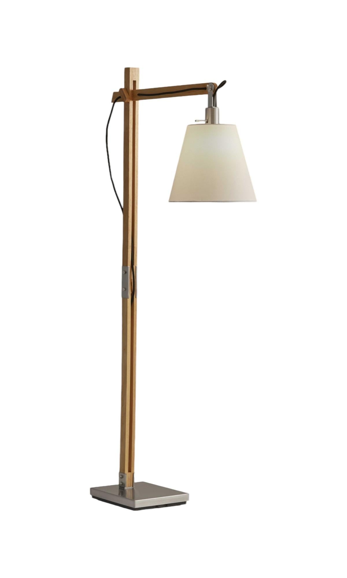 61" Natural Solid Wood Task With White Cotton Shade