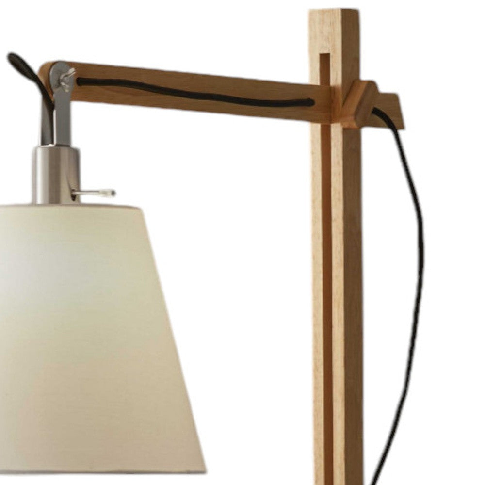 61" Natural Solid Wood Task With White Cotton Shade