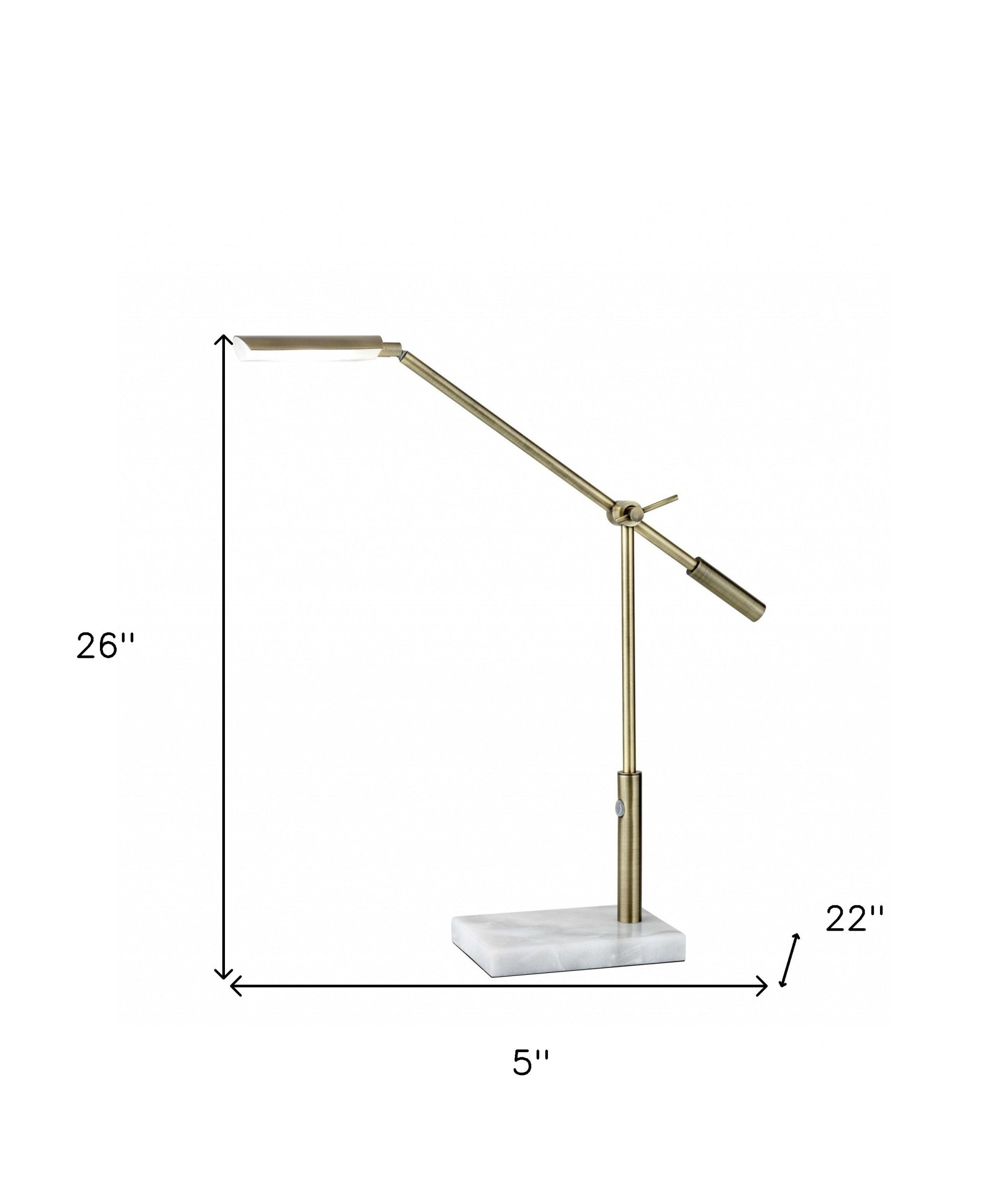 Sleek Brass Metal Adjustable And Dimmable Led Desk Lamp