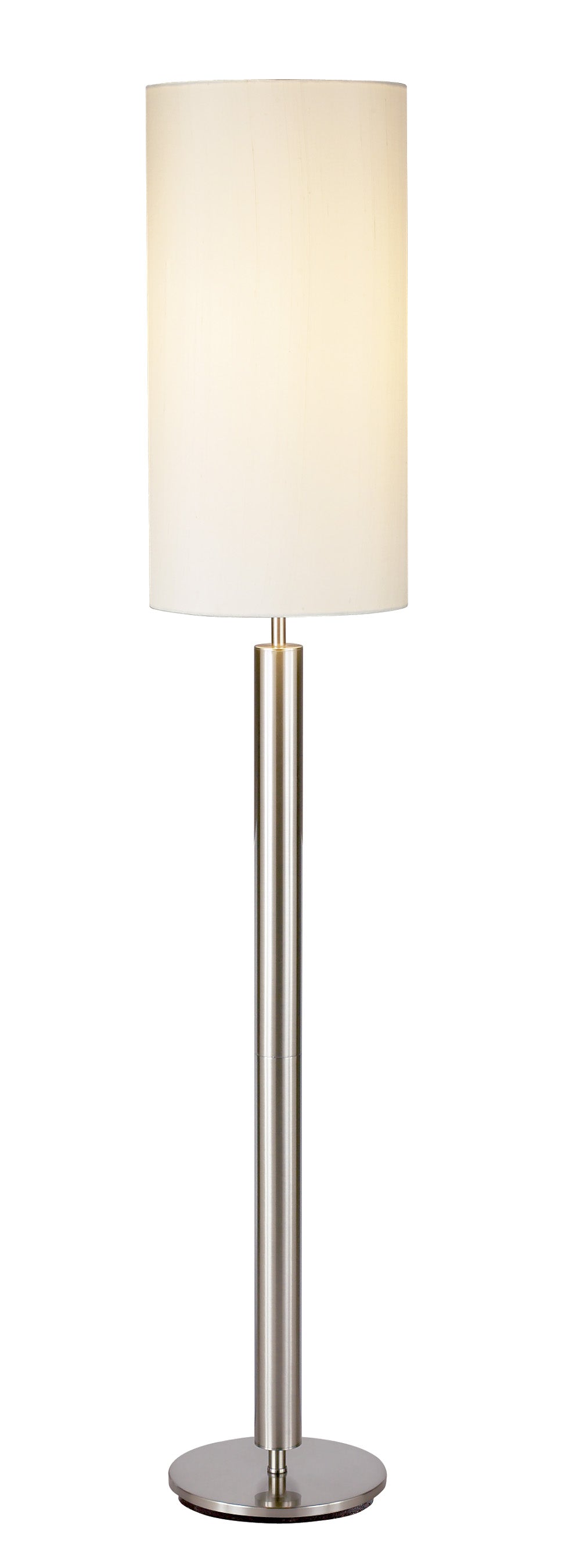 58" Silver Floor Lamp With White Fabric Drum Shade