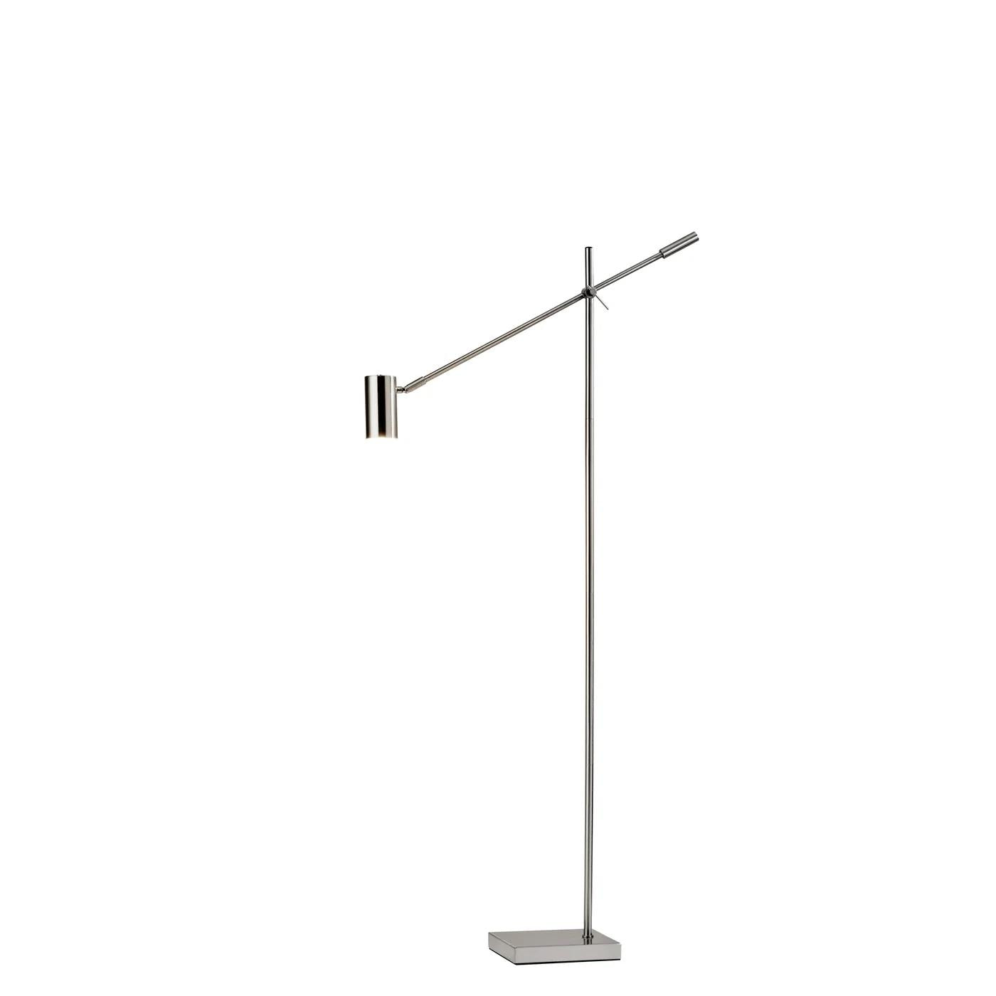 63" Silver LED Task Floor Lamp With Silver Metal Drum Shade