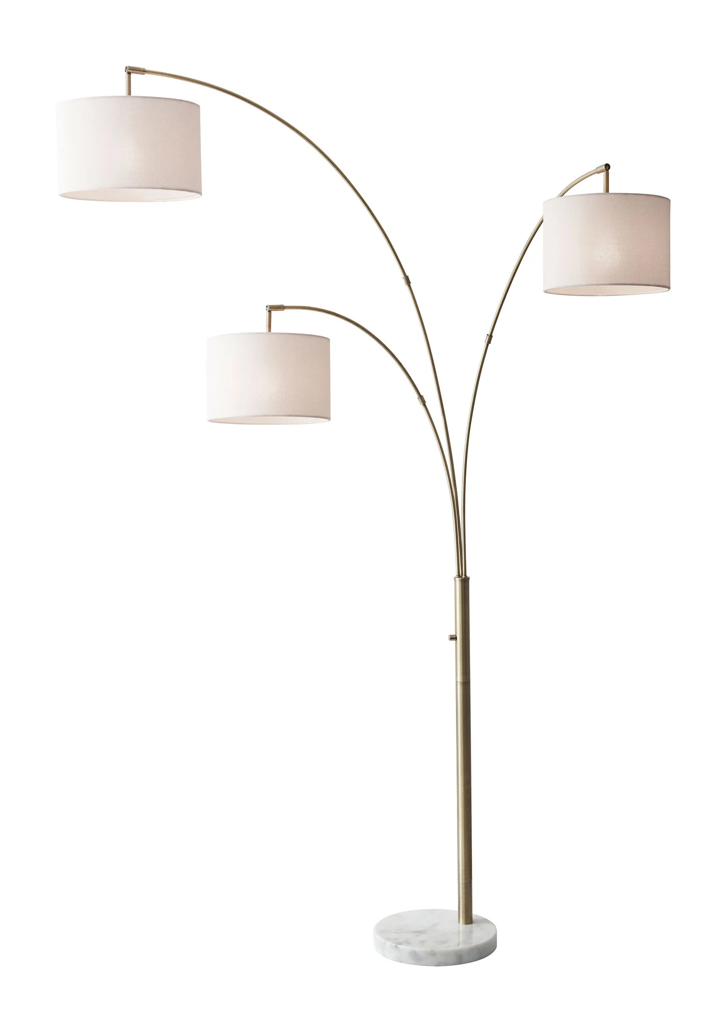 74" White Three Light Adjustable Led Tree Floor Lamp With Gray Drum Shade