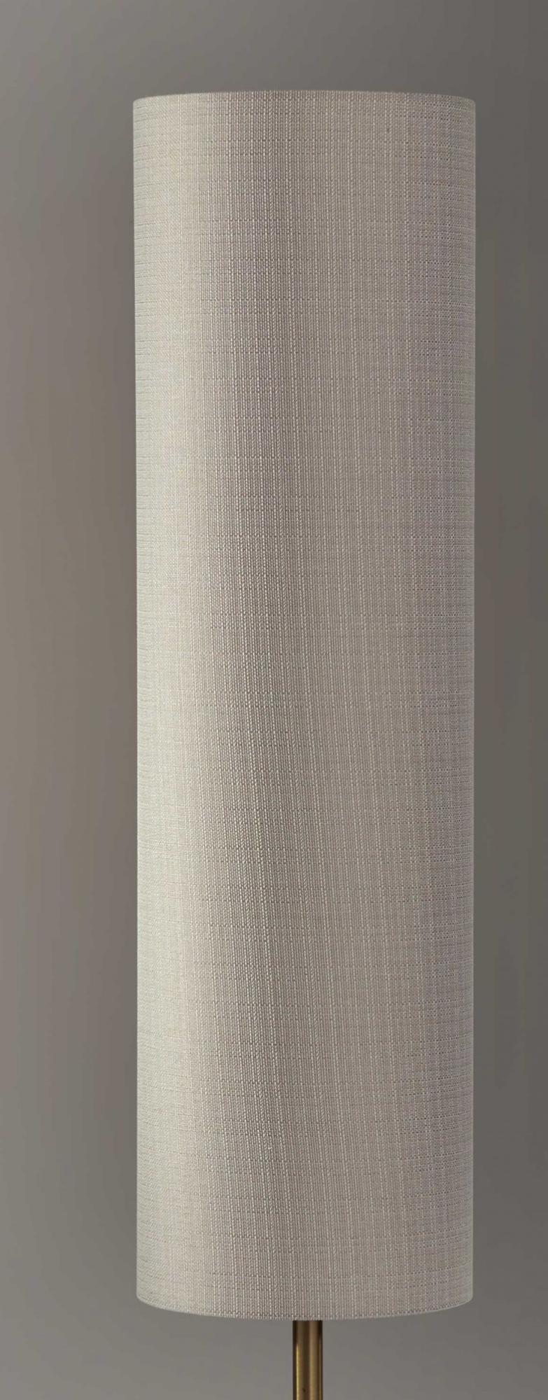 59" Brass Column With Beige Fabric Shade