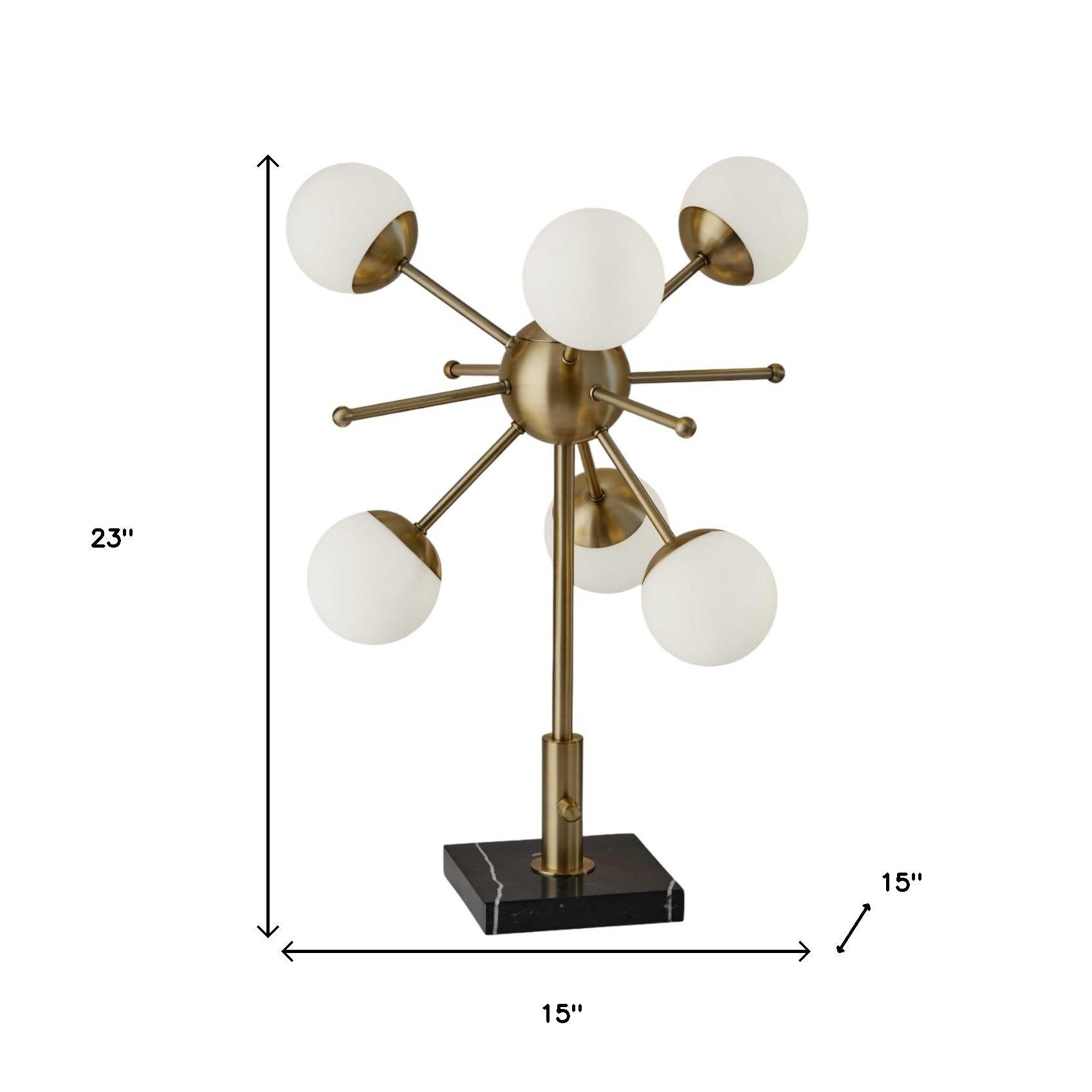 23" Black Metal Six Light Standard Table Lamp