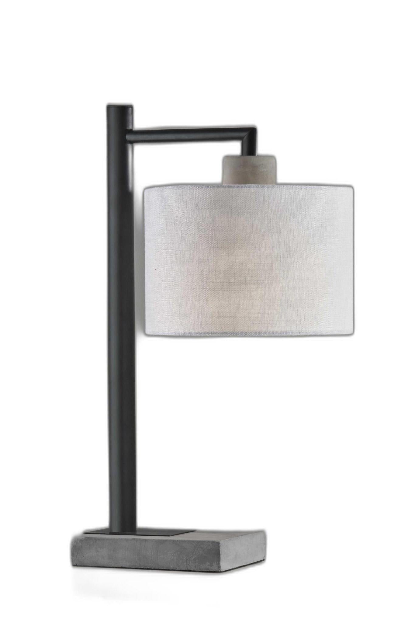 23" Gray Metal Novelty Table Lamp With White Empire Shade