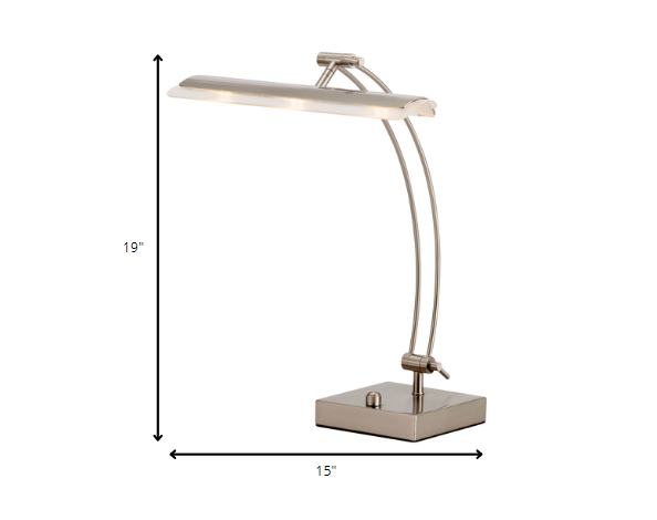 19" Silver Metal Bankers Lamp