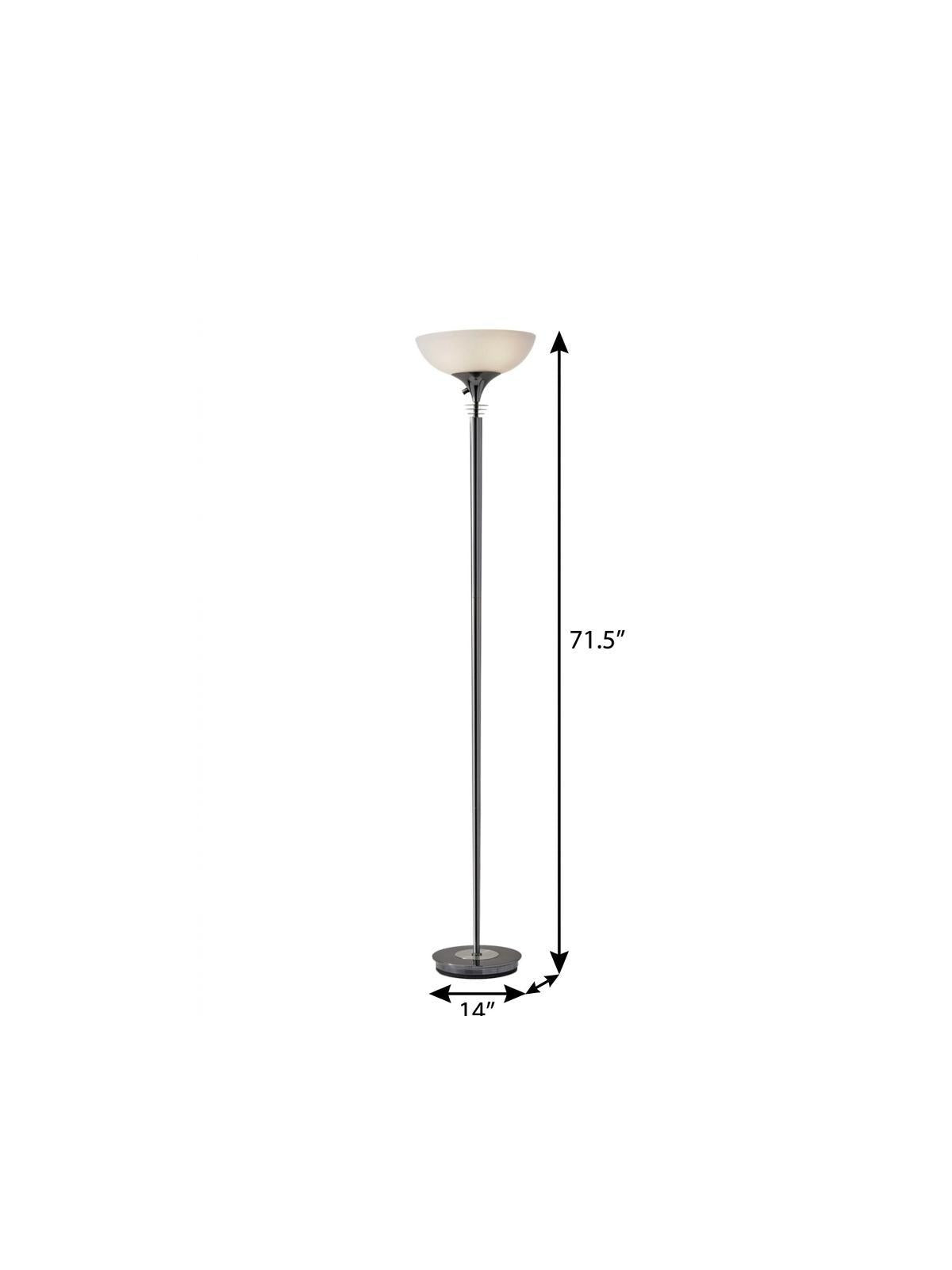 72" Black And White With White Glass Shade