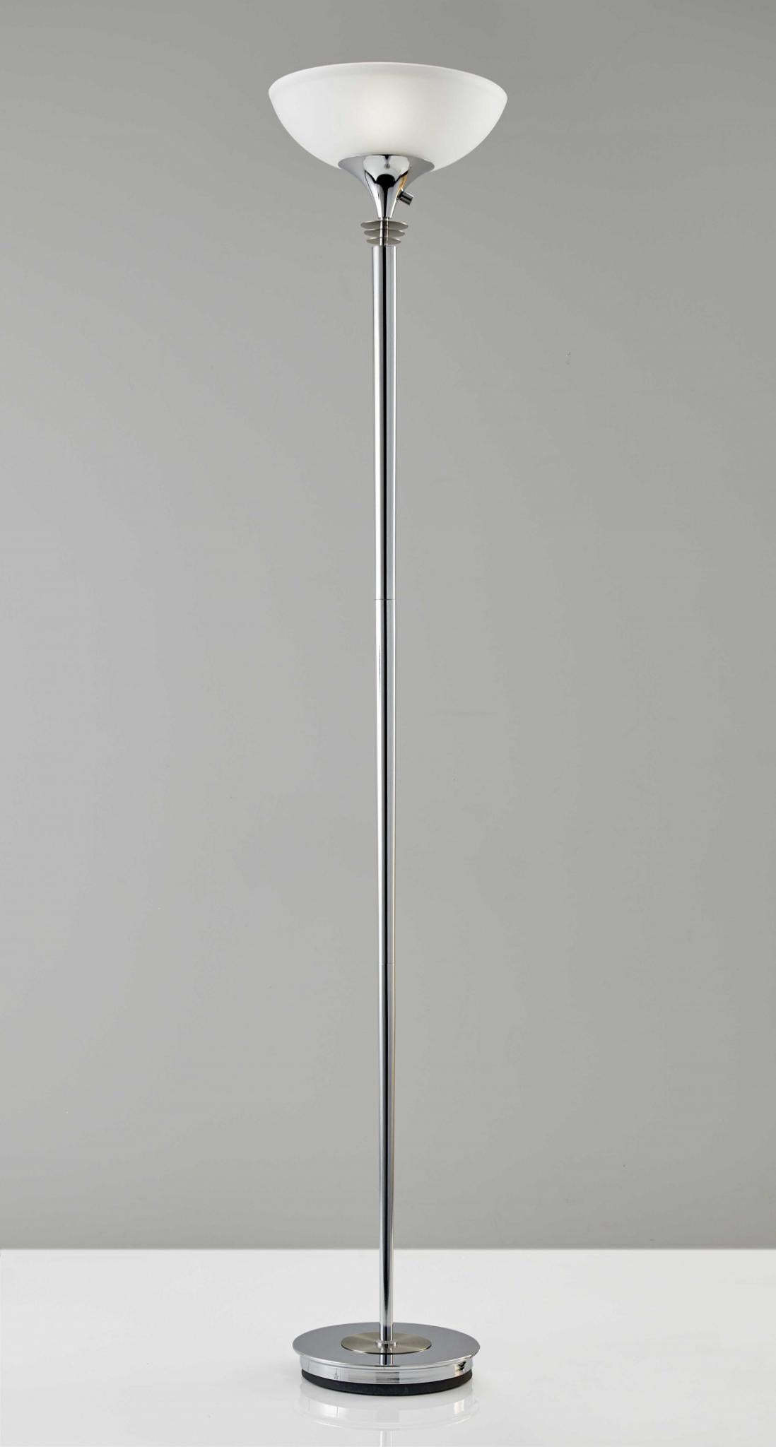 72" Silver With White Glass Shade