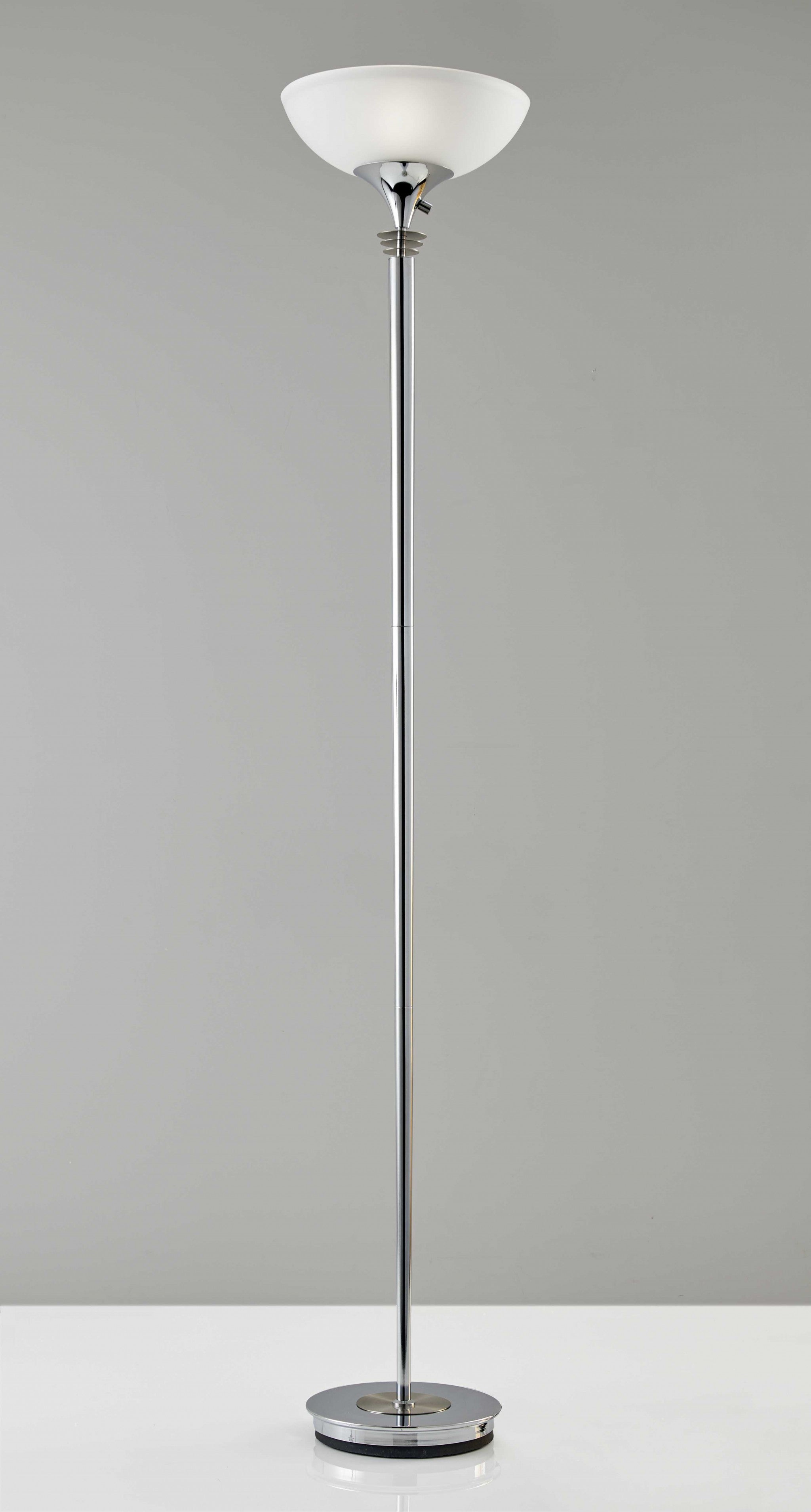 Modern Black Nickel Thick Pole Torchiere Floor Lamp