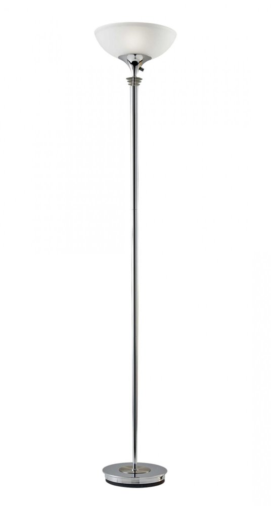 72" Black And White With White Glass Shade