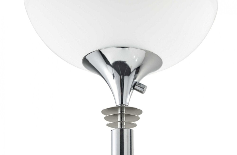 72" Black And White With White Glass Shade