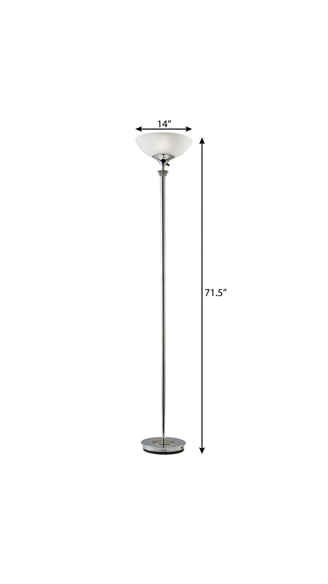 72" Silver With White Glass Shade