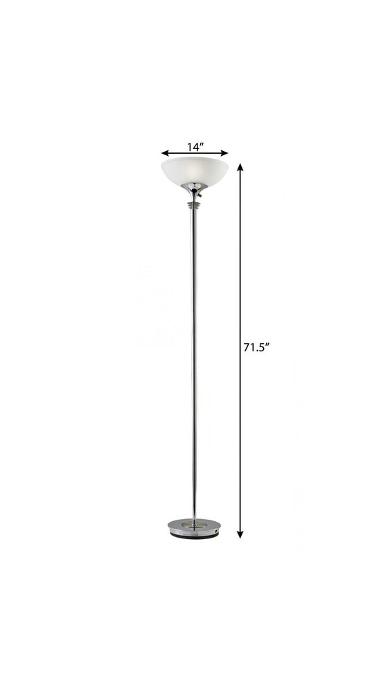 72" Black And White With White Glass Shade