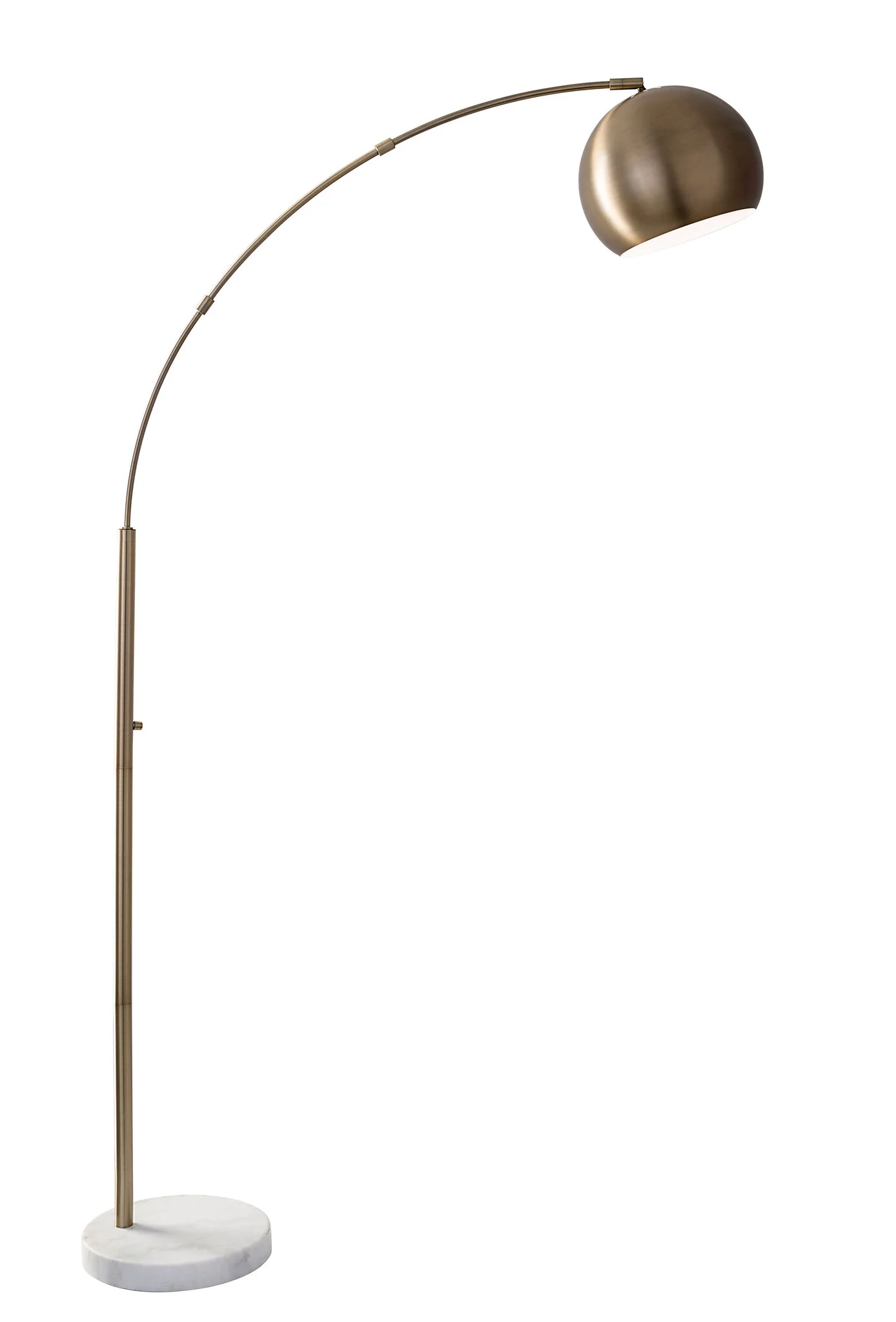 78" Silver Arc Floor Lamp With Silver Metal Bowl Shade