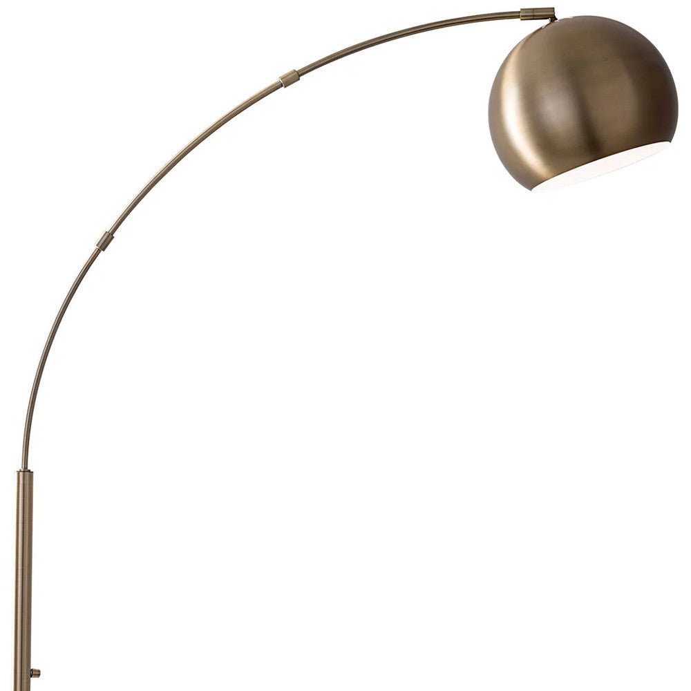 78" Silver Arc Floor Lamp With Silver Metal Bowl Shade