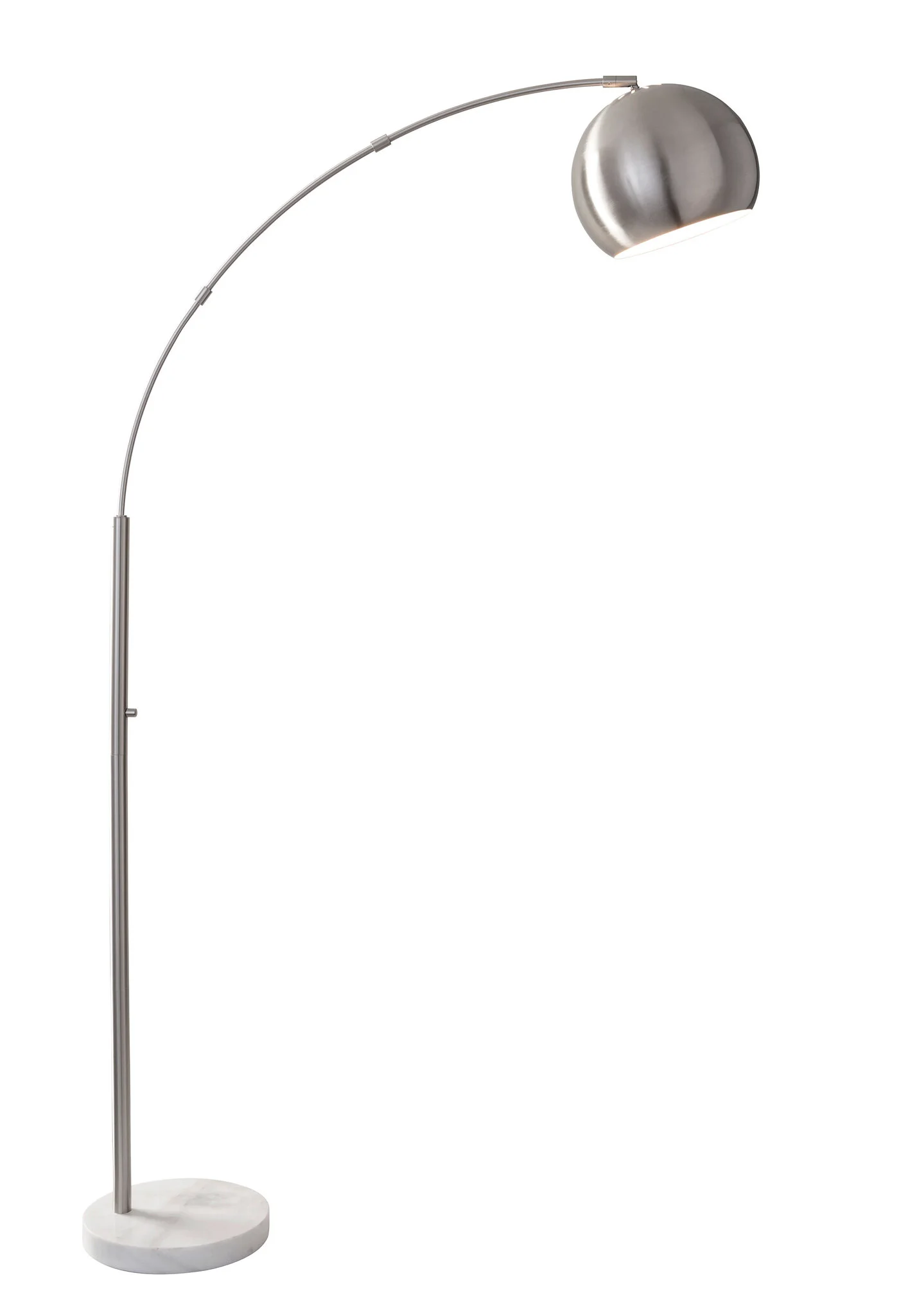 78" Silver Arc Floor Lamp With Silver Metal Bowl Shade