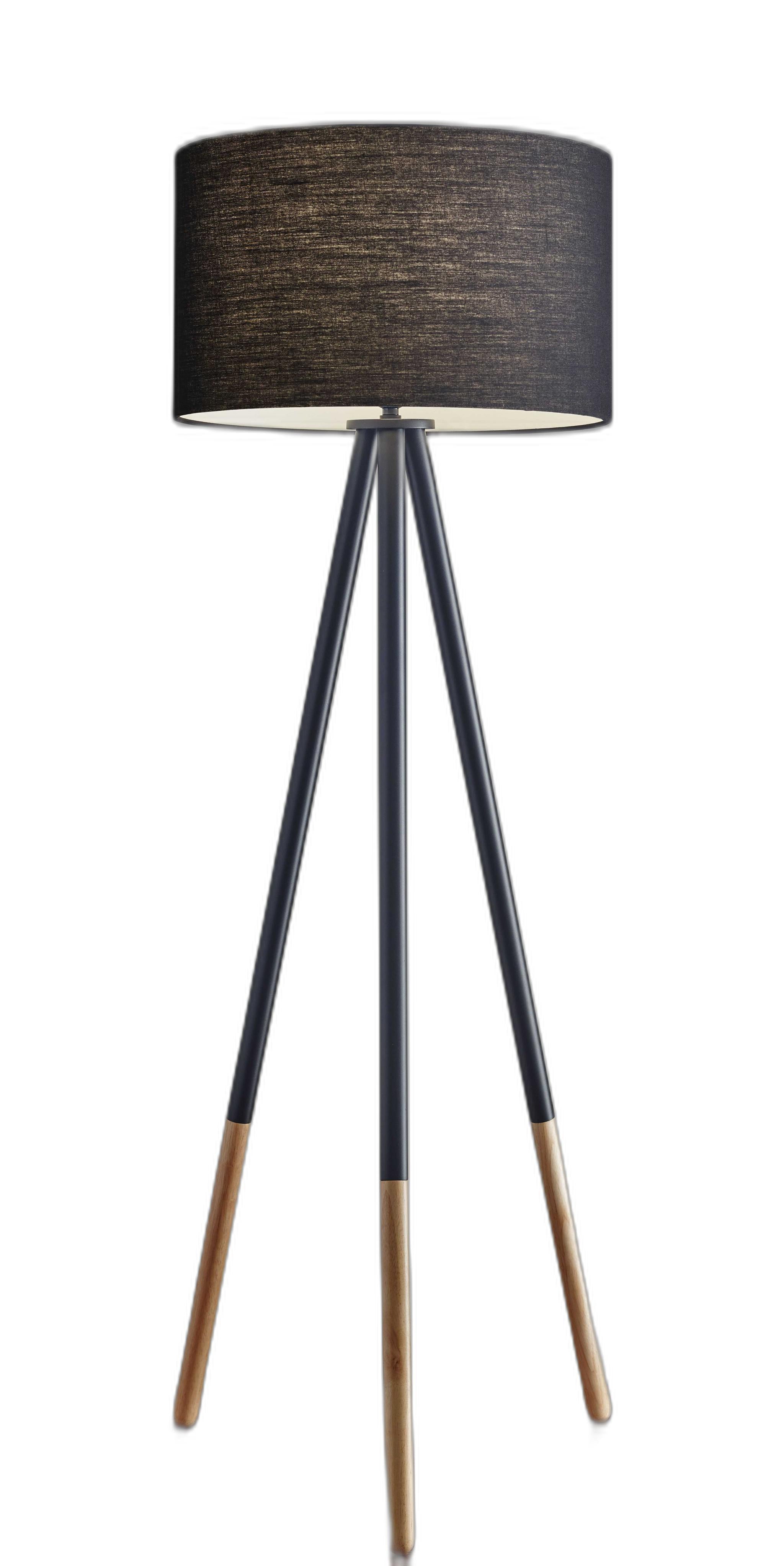 60" Black Tripod Floor Lamp With Black Drum Shade