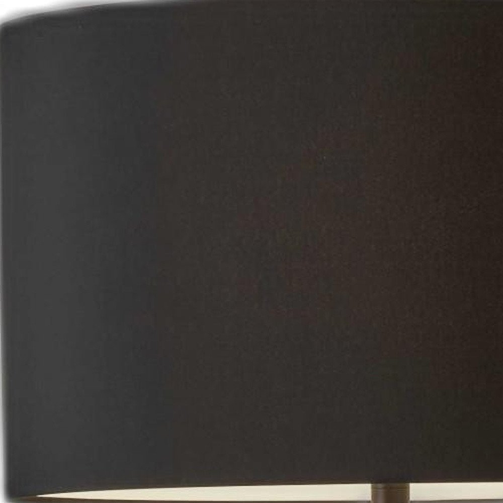 Black Metal Tripod Floor Lamp With Black Fabric Drum Shade