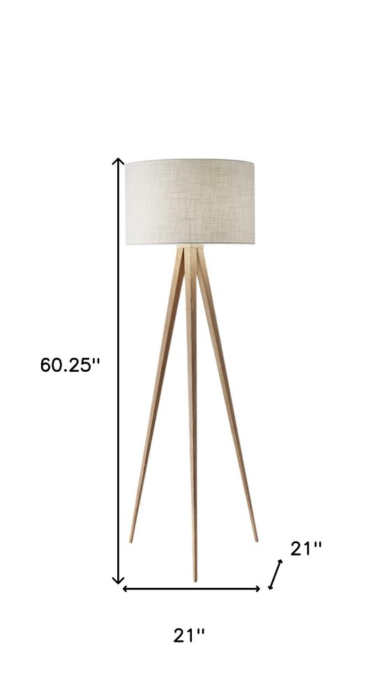 Black Metal Tripod Floor Lamp With Black Fabric Drum Shade