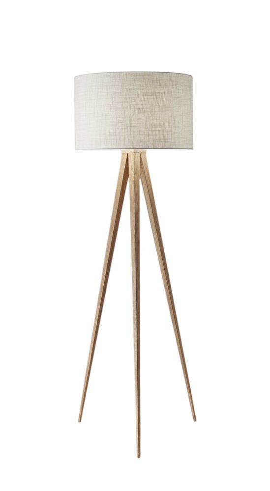 Black Metal Tripod Floor Lamp With Black Fabric Drum Shade