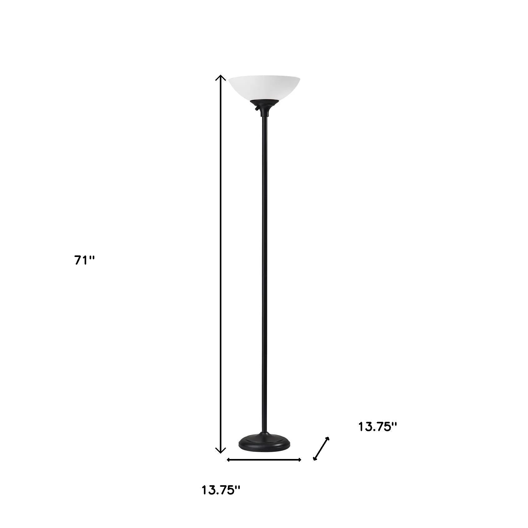 71" Black And White With White Plastic Shade
