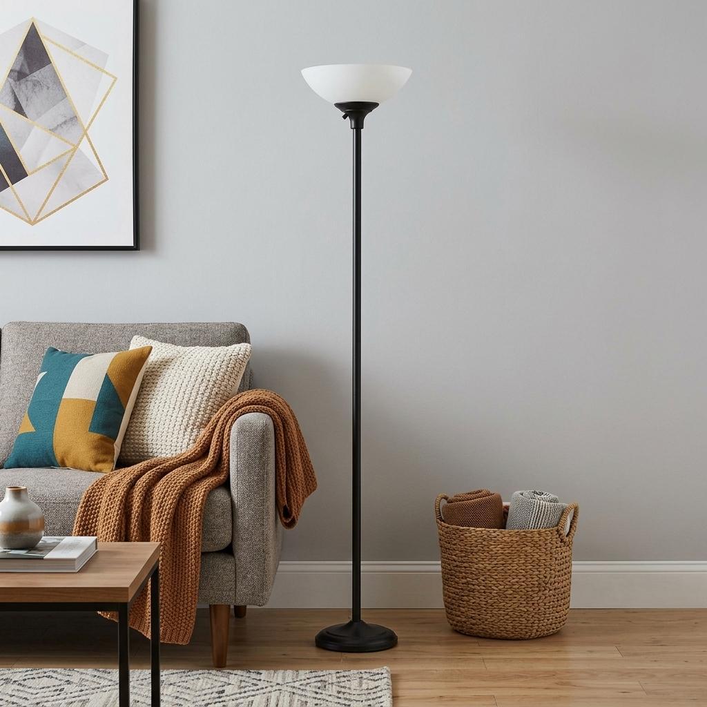 71" Black And White With White Plastic Shade