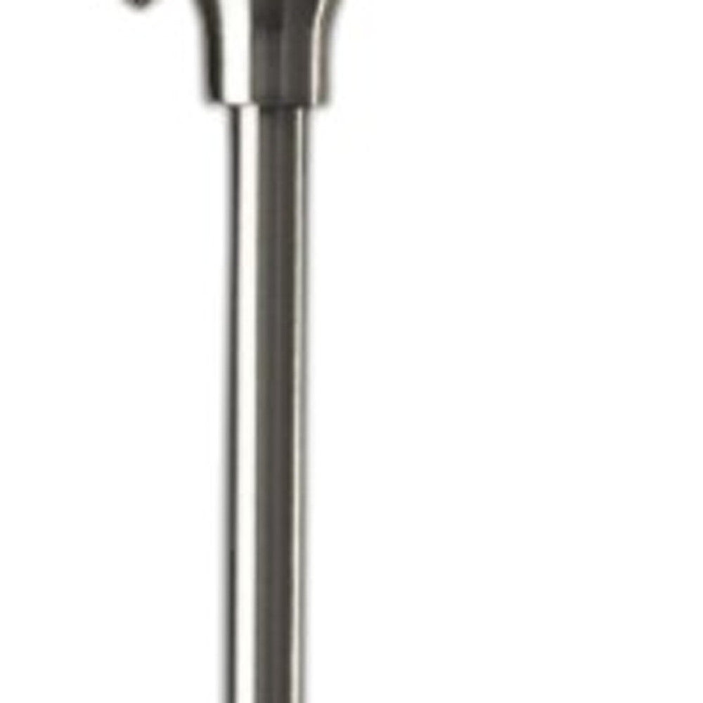 71" Silver Metal Torchiere Floor Lamp With White Bowl Shade