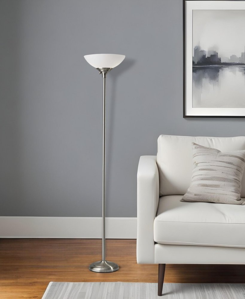 71" Black And White With White Plastic Shade