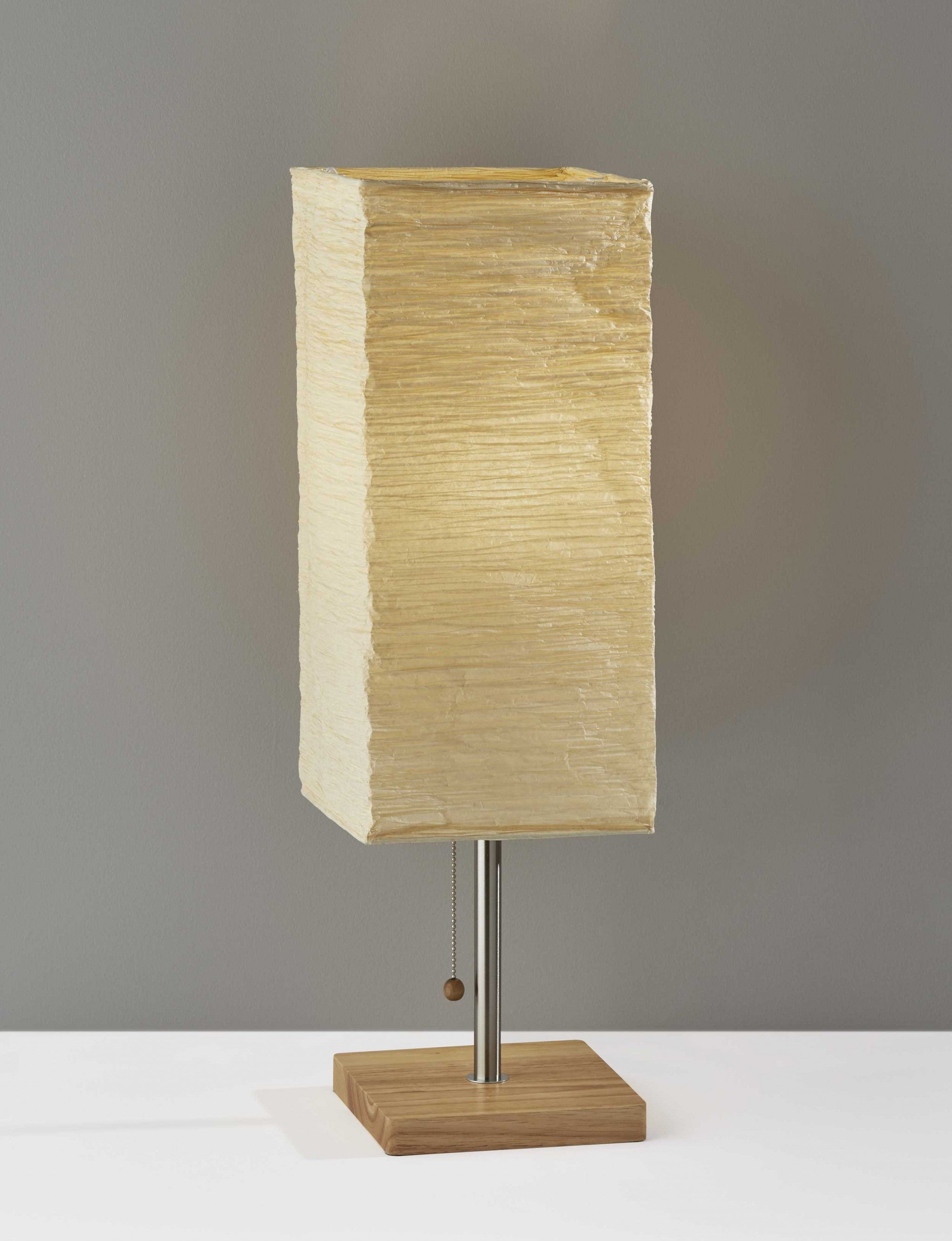 Wildside Paper Shade With Natural Wood Table Lamp
