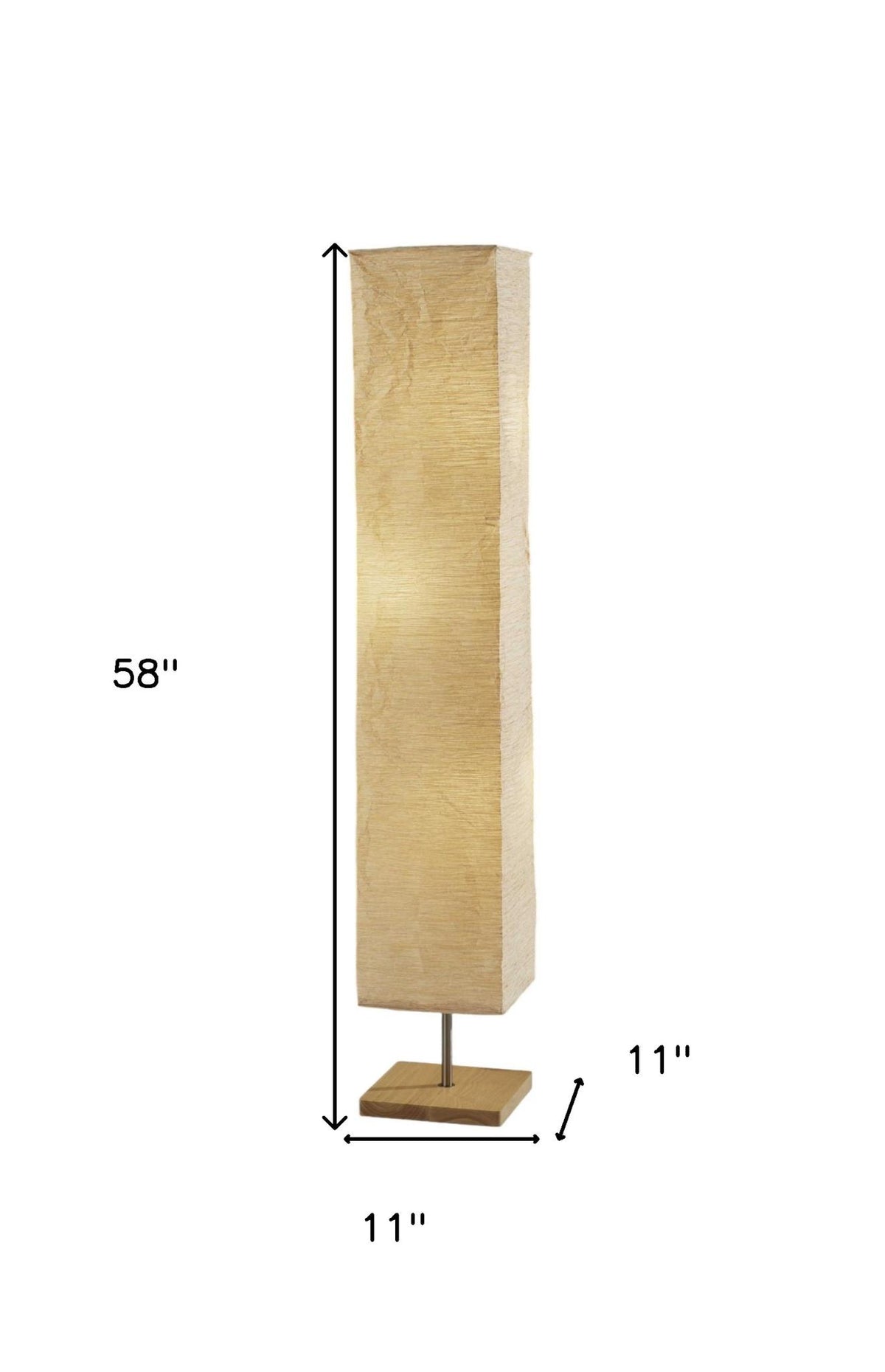 58" Natural Column Floor Lamp With Natural Paper Shade