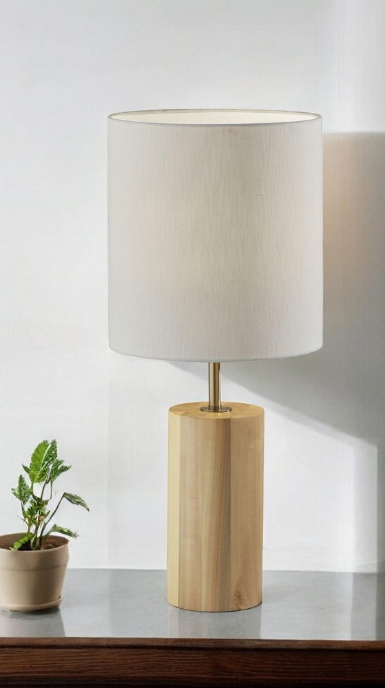 Black Wood Circular Block Table Lamp
