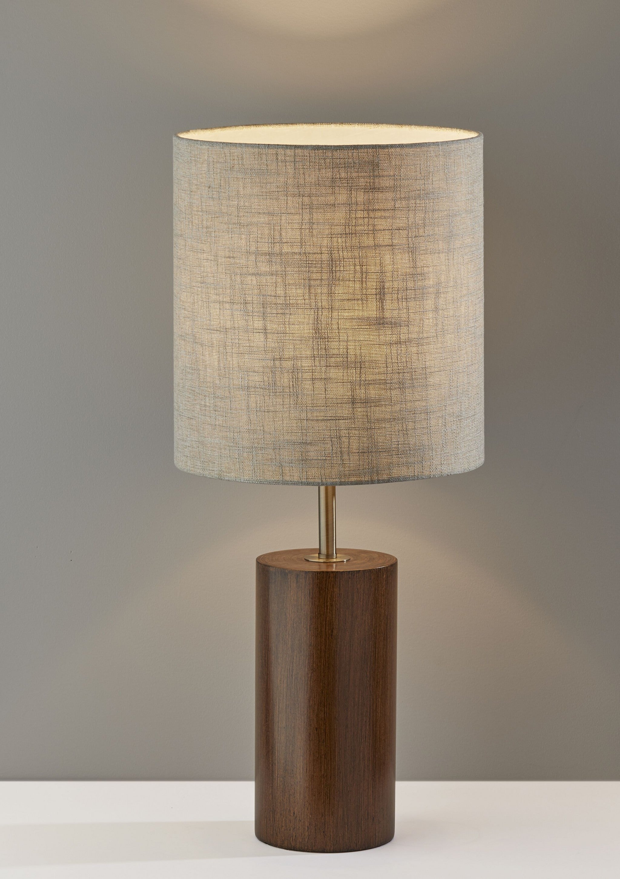 Black Wood Circular Block Table Lamp