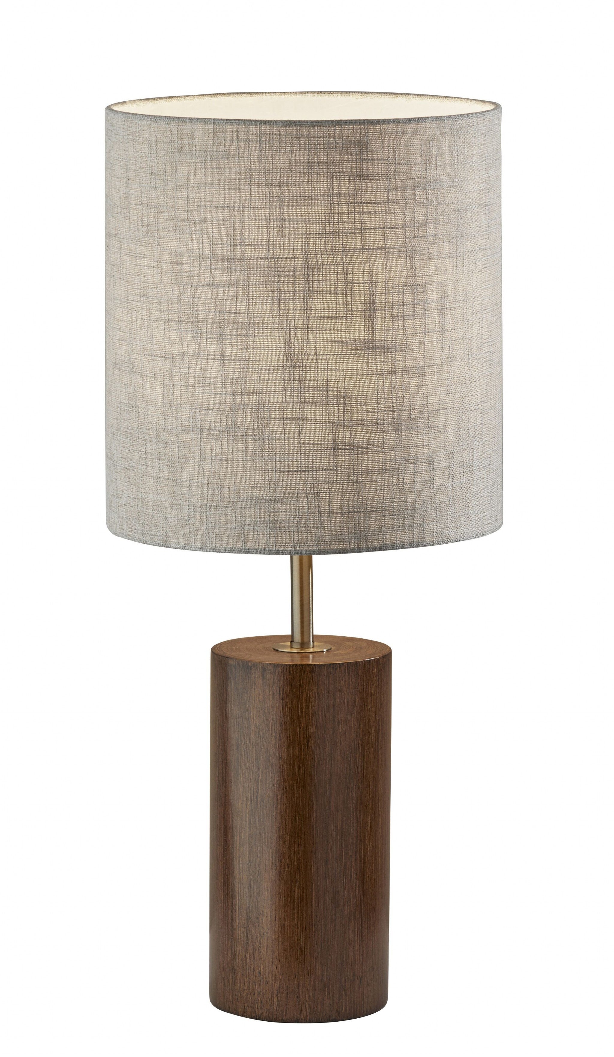 Black Wood Circular Block Table Lamp