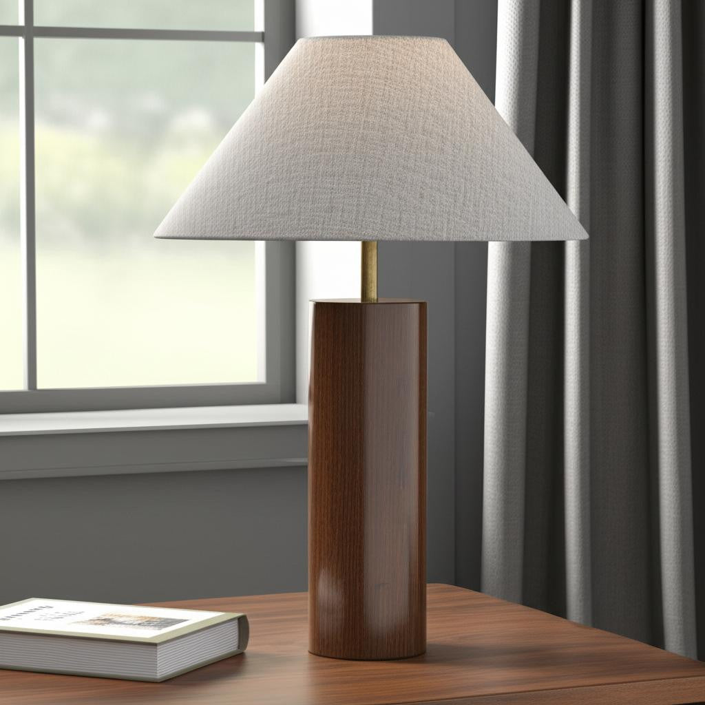 Canopy Walnut Wood Block Table Lamp