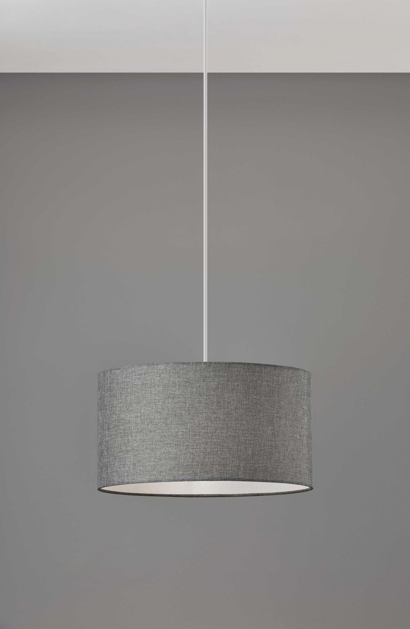 Heather Grey Fabric Shade Drum Pendant