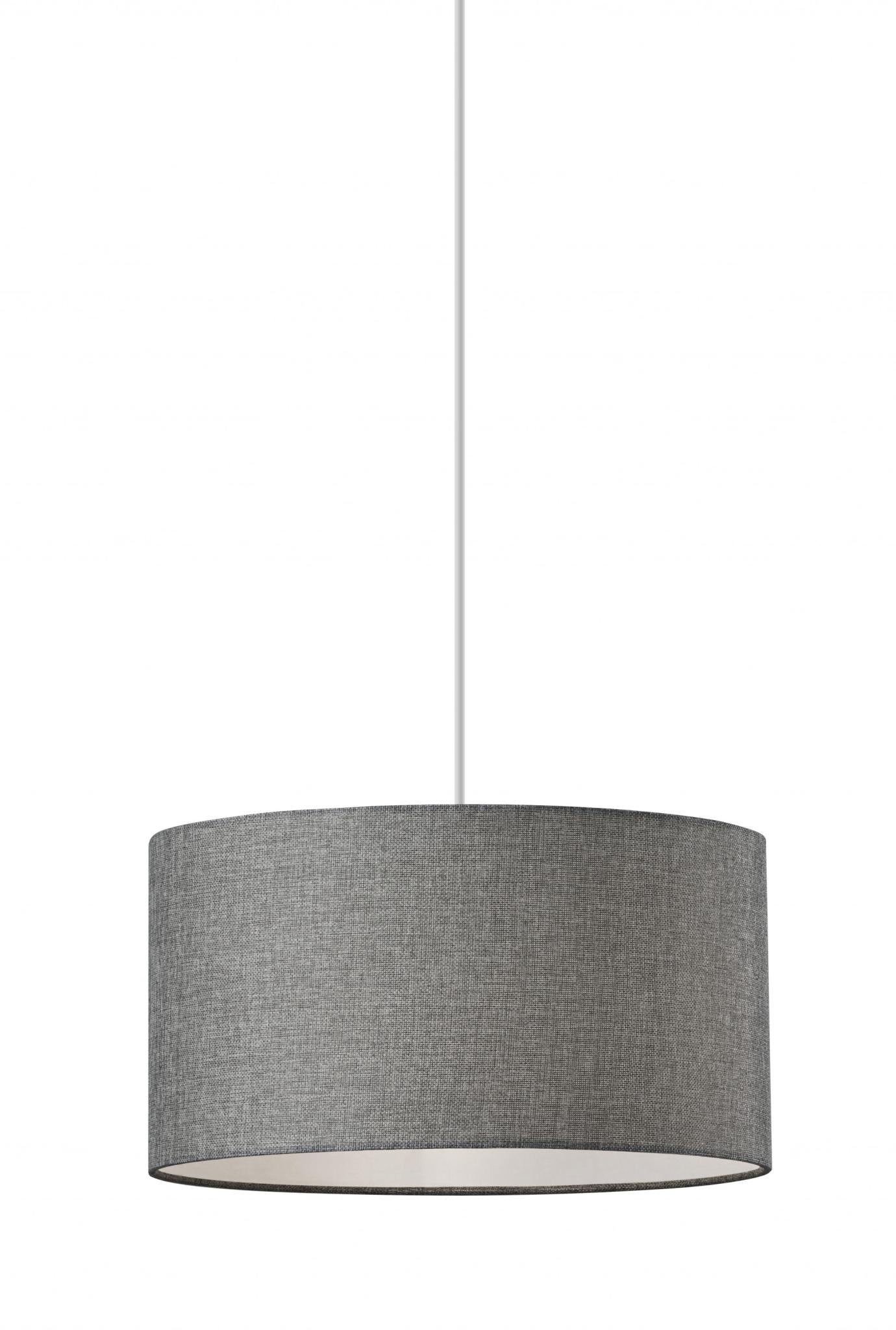 Heather Grey Fabric Shade Drum Pendant