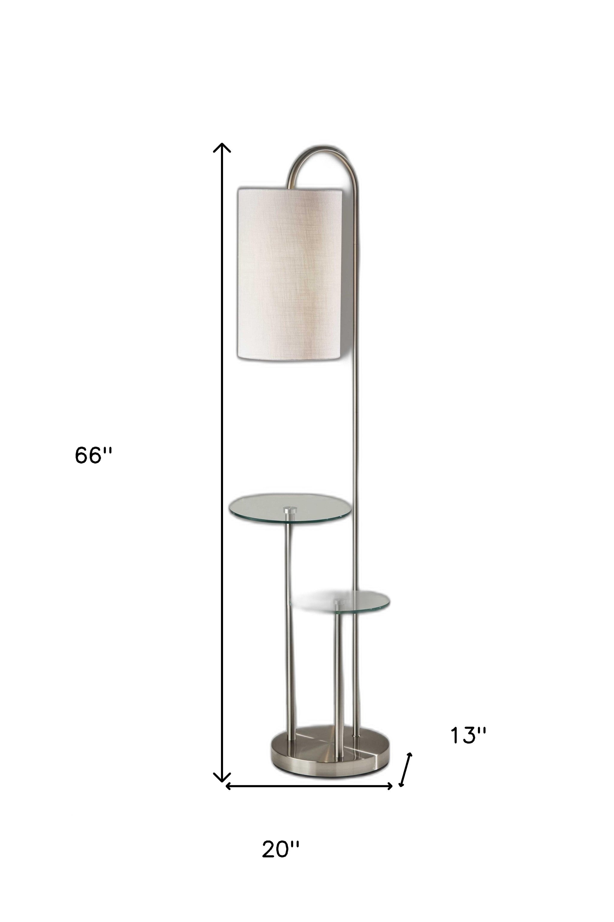 66" Tray Table Floor Lamp With White Drum Shade