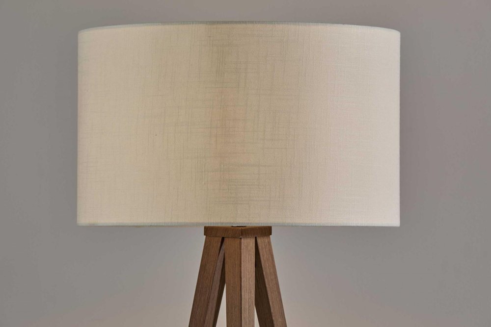 Black Metal Tripod Floor Lamp With Black Fabric Drum Shade