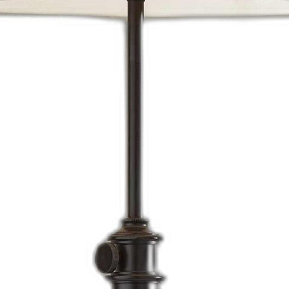 Set of Two 33" Black Metal With Tan Empire Shade