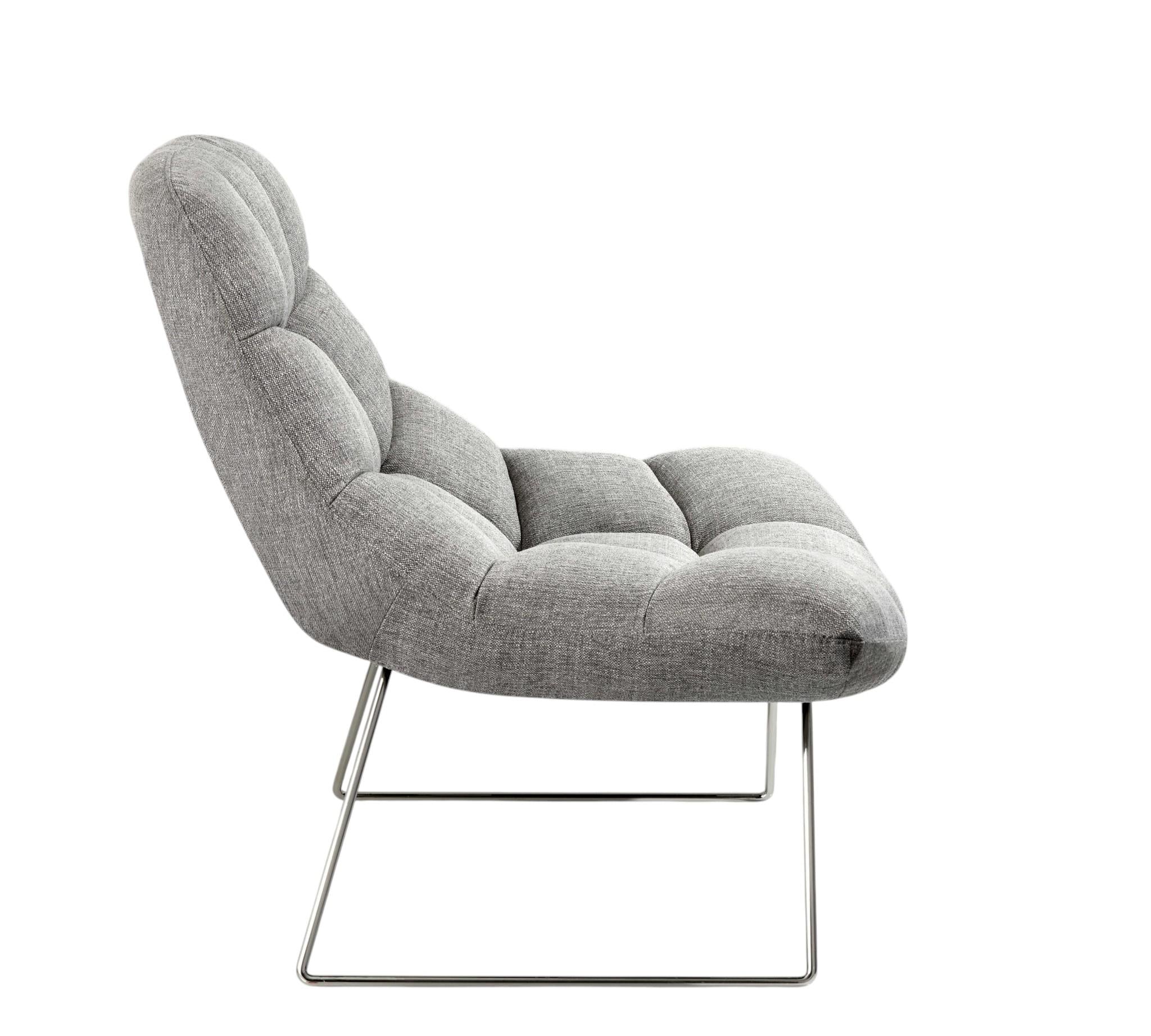 40" Gray and Silver Upholstered Tufted Butterfly Chair