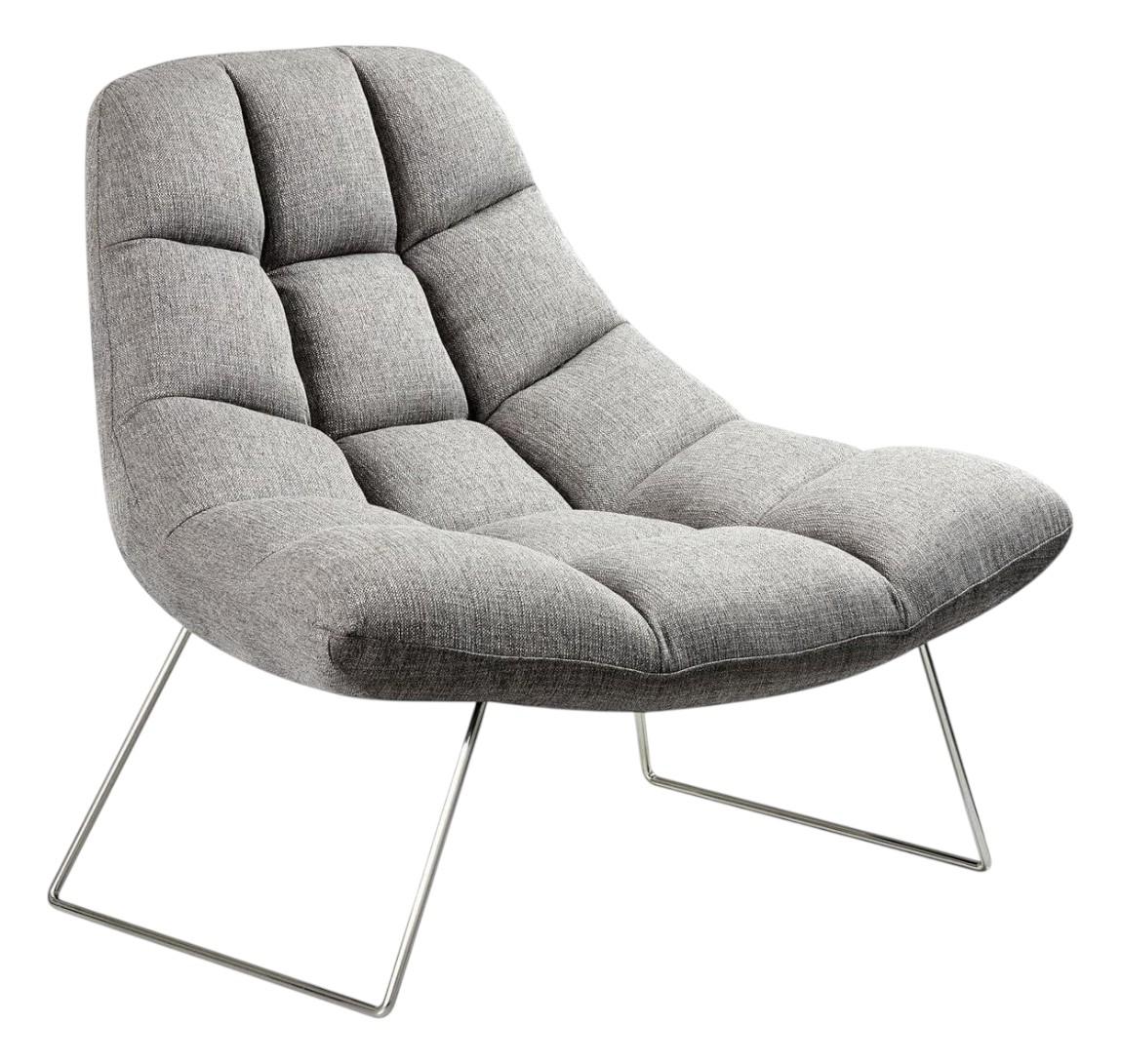 40" Gray and Silver Upholstered Tufted Butterfly Chair