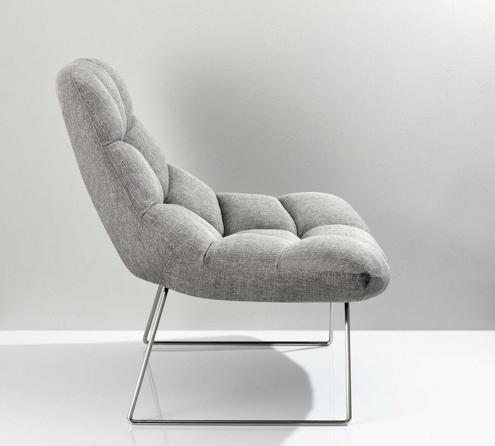 40" Gray and Silver Upholstered Tufted Butterfly Chair