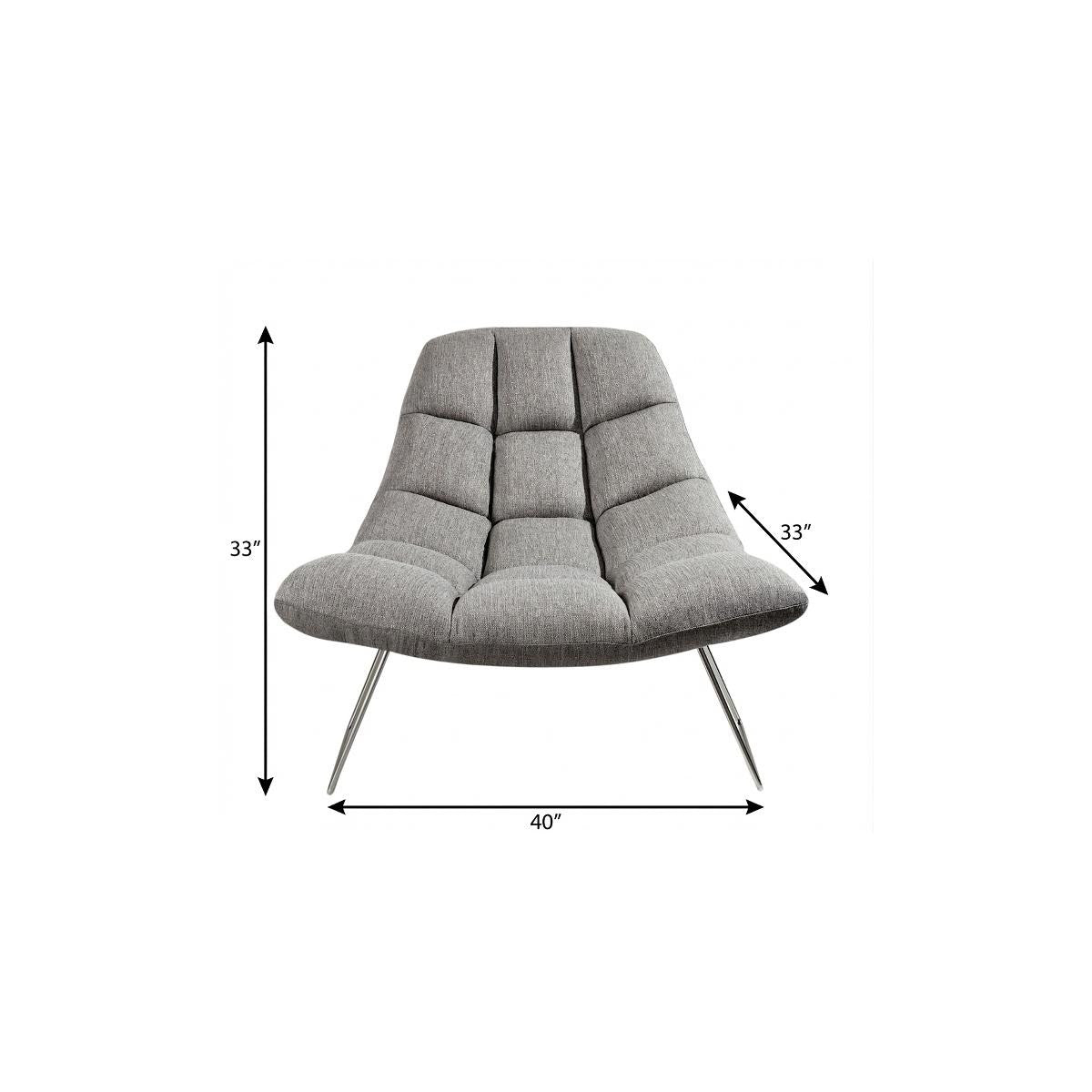40" Gray and Silver Upholstered Tufted Butterfly Chair