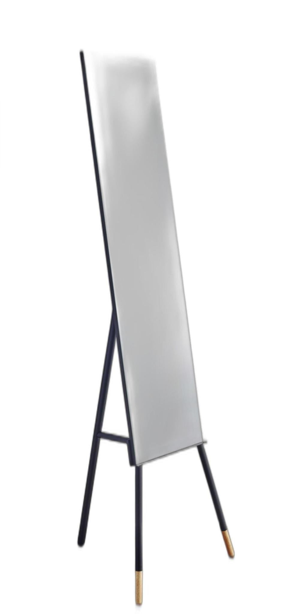 57" Black Metal Freestanding Framed Standing Mirror
