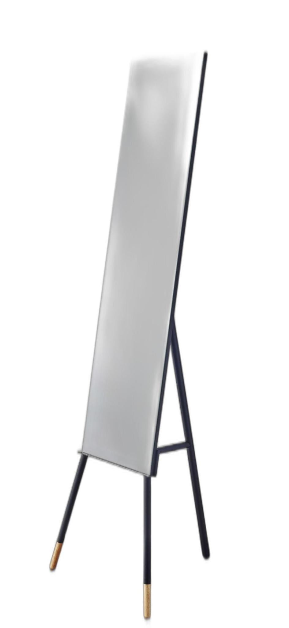 57" Black Metal Freestanding Framed Standing Mirror